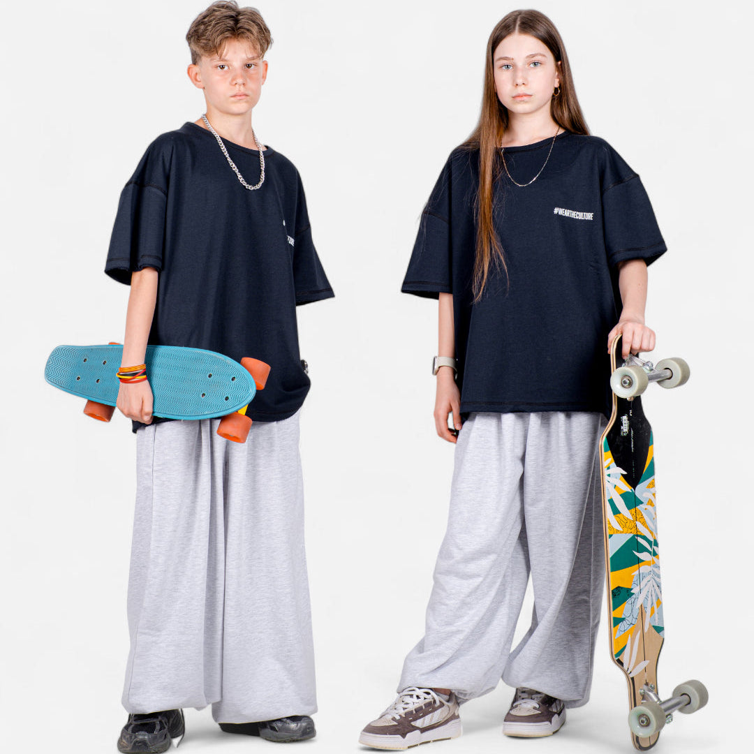XTRA BAGGY Gri Eşofman Altı – StreetKids Oversize | 10–15 Yaş