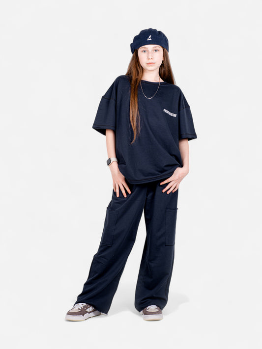StreetKids Oversize Yazlık Takım – Lacivert | Teens 10–14 yaş