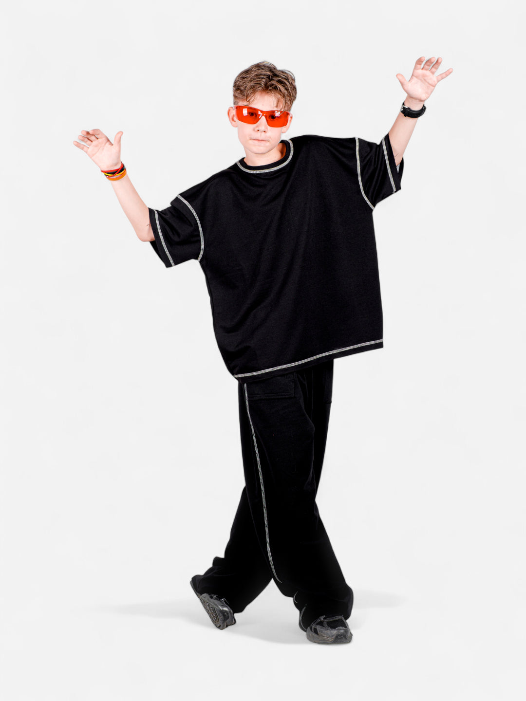 StreetKids Oversize Ters Dikiş Takım – Siyah | Teens 10–14 yaş