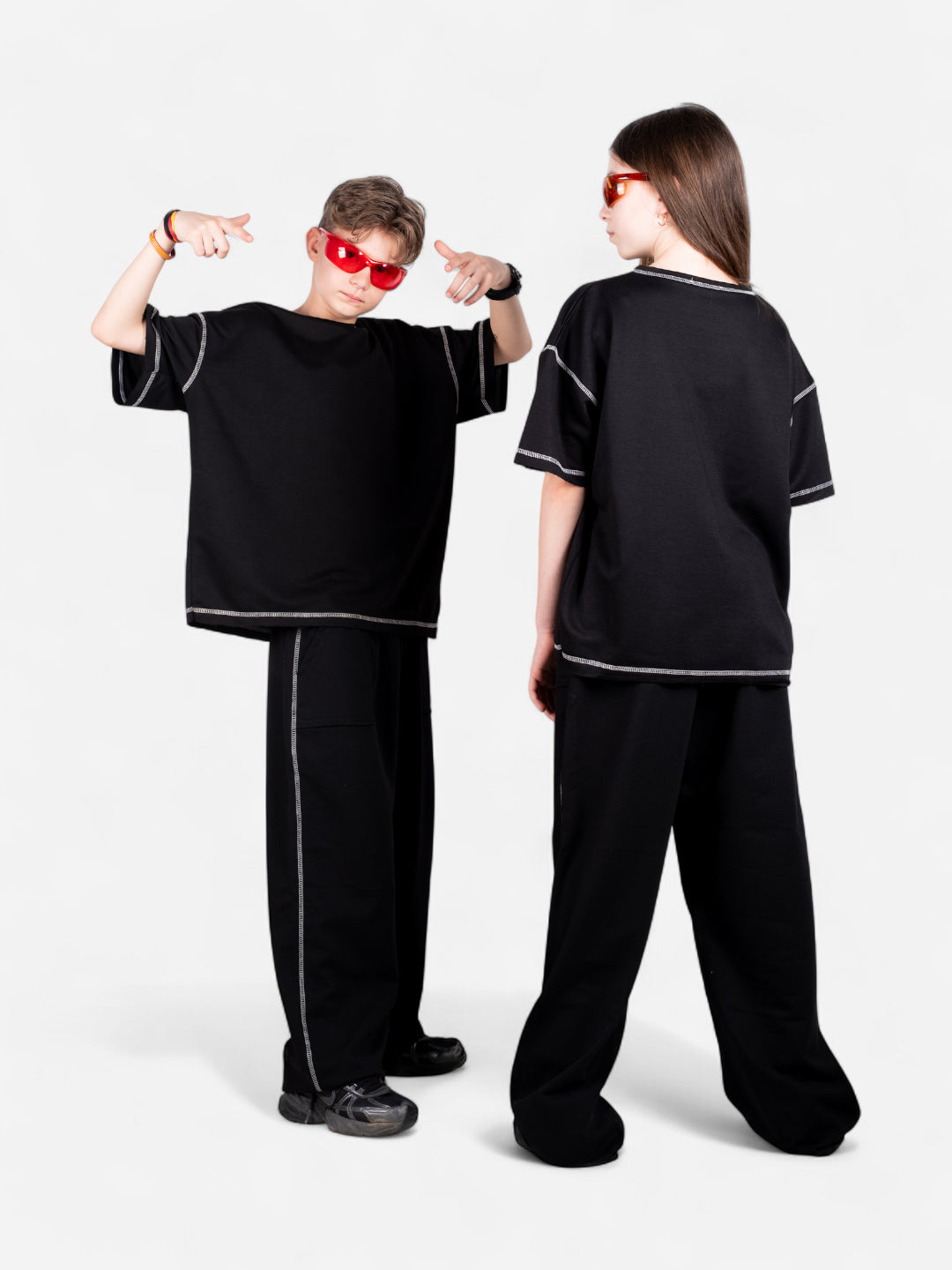 StreetKids Oversize Ters Dikiş Takım – Siyah | Teens 10–14 yaş