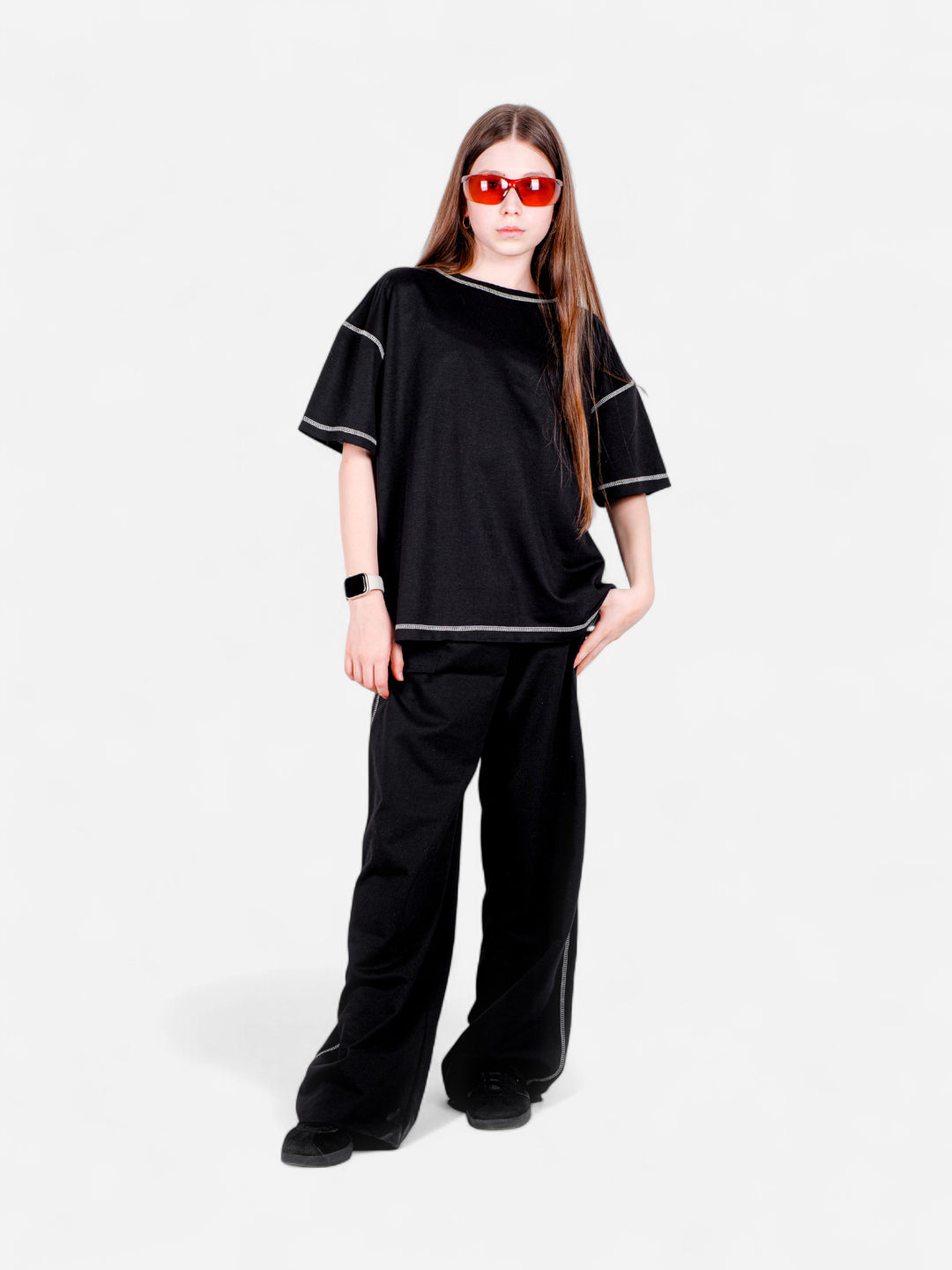 StreetKids Oversize Ters Dikiş Takım – Siyah | Teens 10–14 yaş